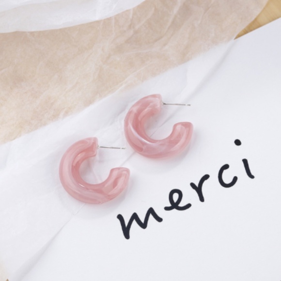 Chunky Tortoise Shell Hoop Earrings - Picture 5 of 8